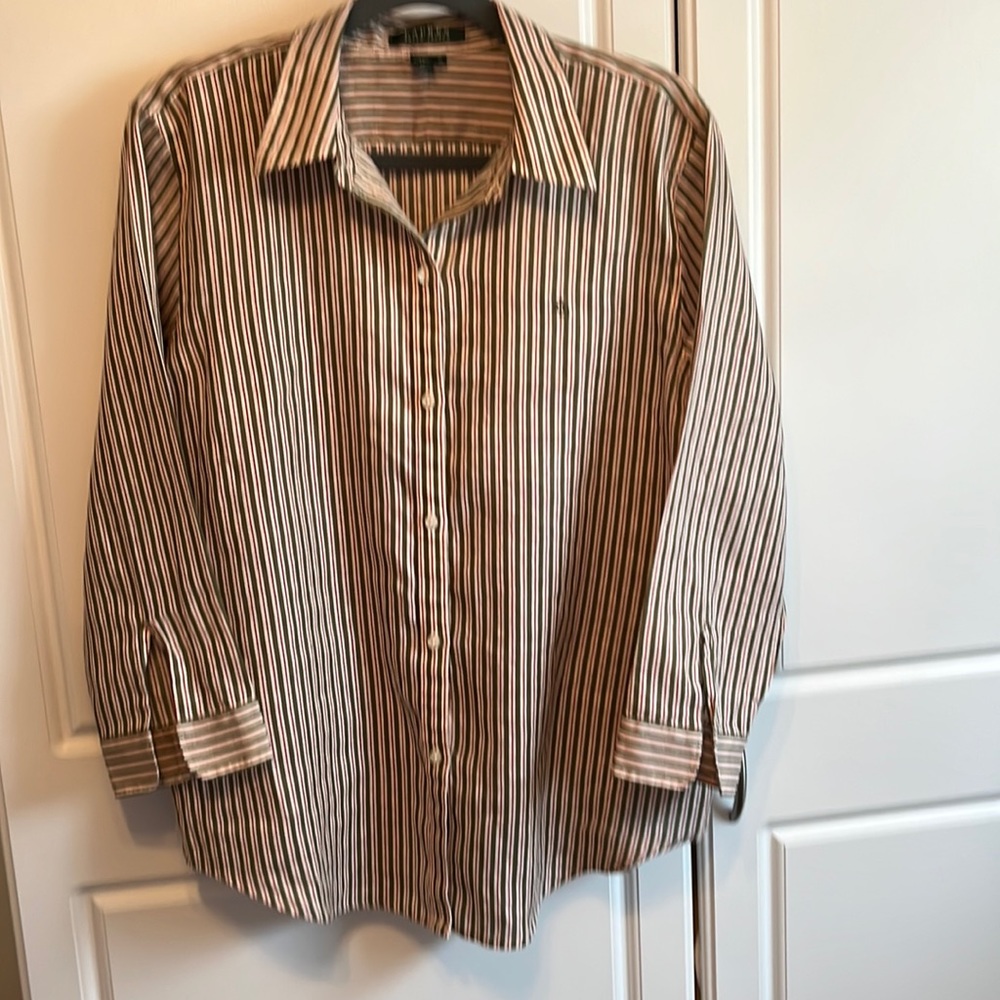 Lauren Ralph Lauren green label. XL blouse. Linen button down.